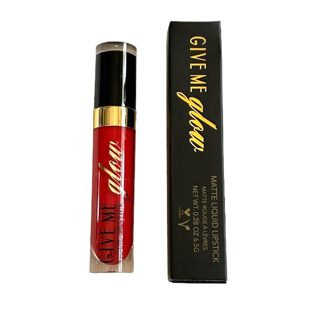 Give Me Glow Cosmetics Flamboyance Matte Liquid Lipstick Pin-Up Red Discont. NWT